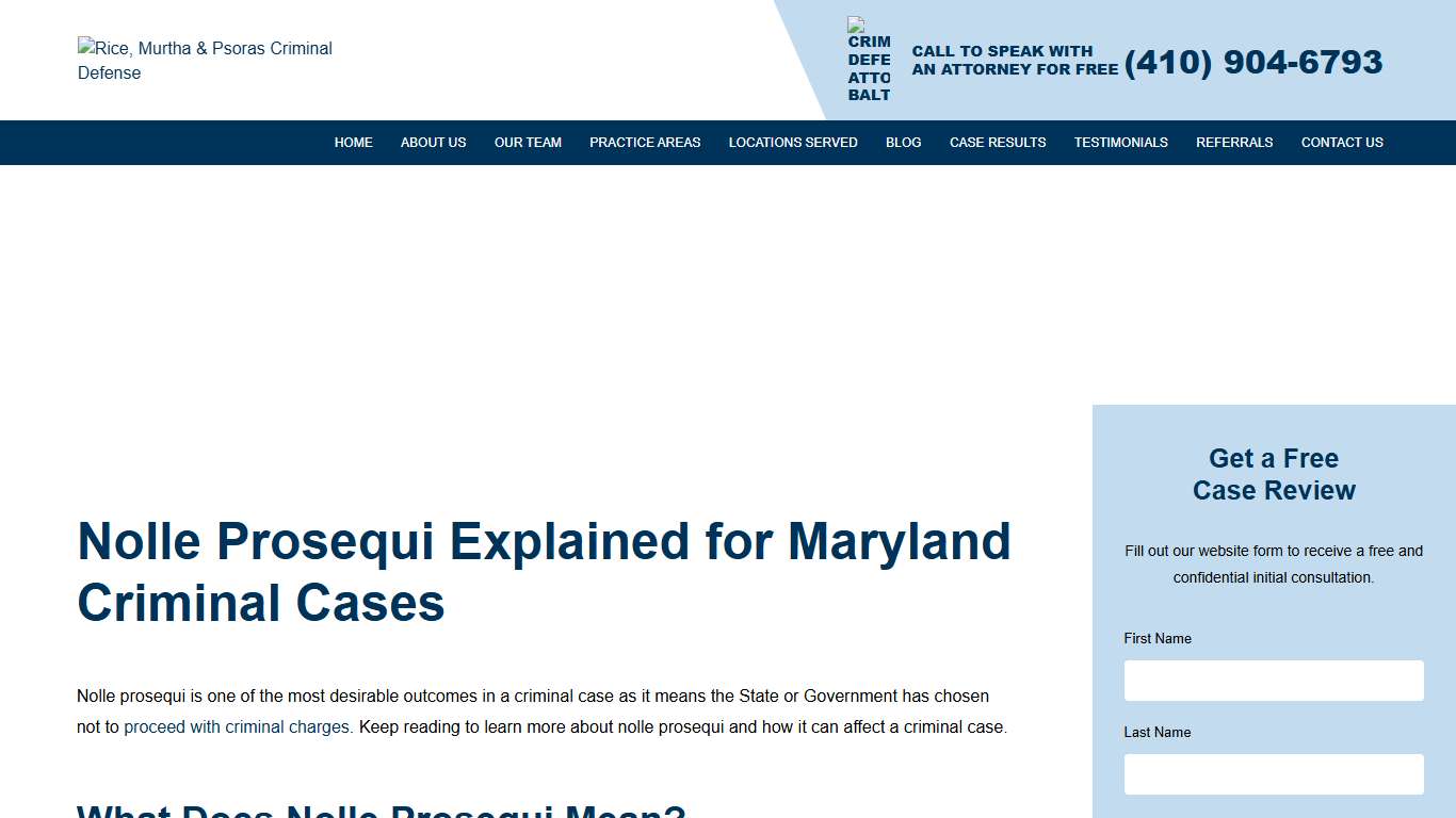 Nolle Prosequi Explained for Maryland Criminal Cases