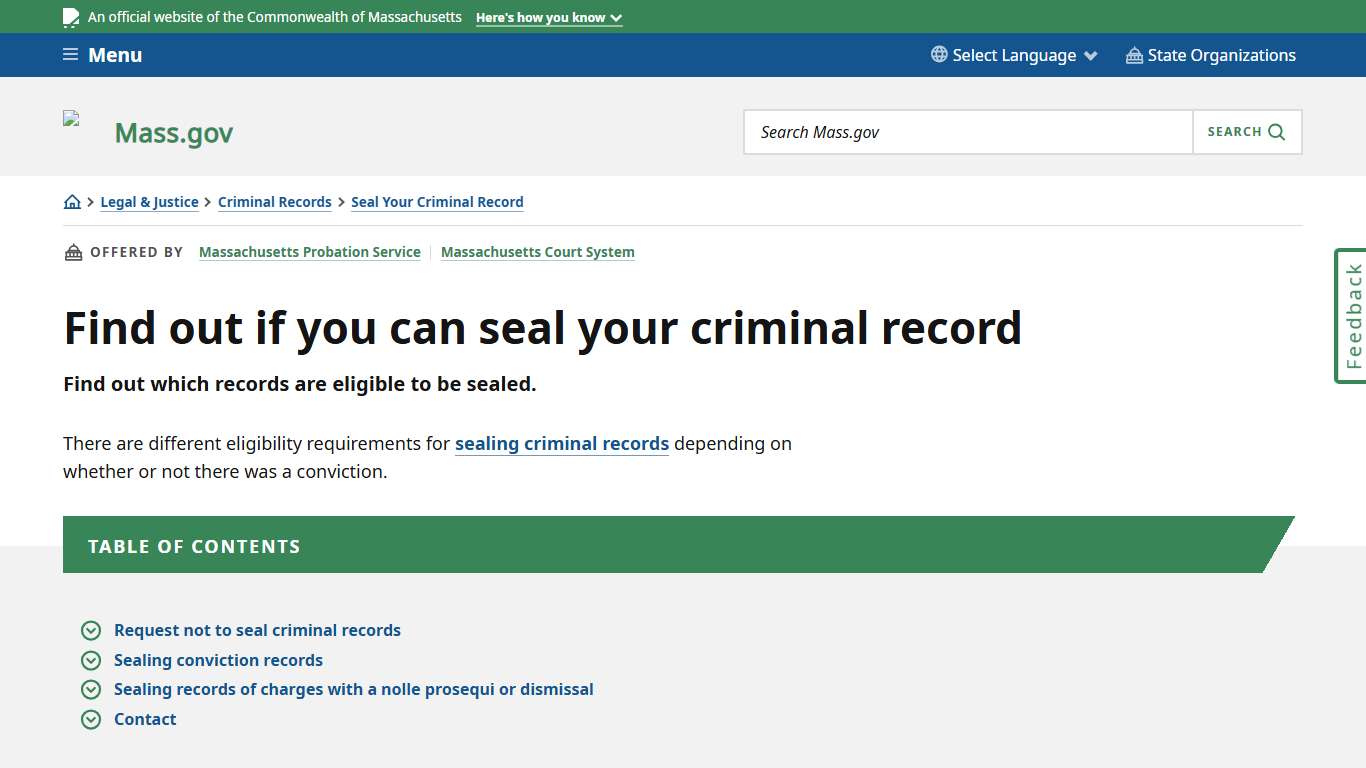 Find out if you can seal your criminal record Mass.gov